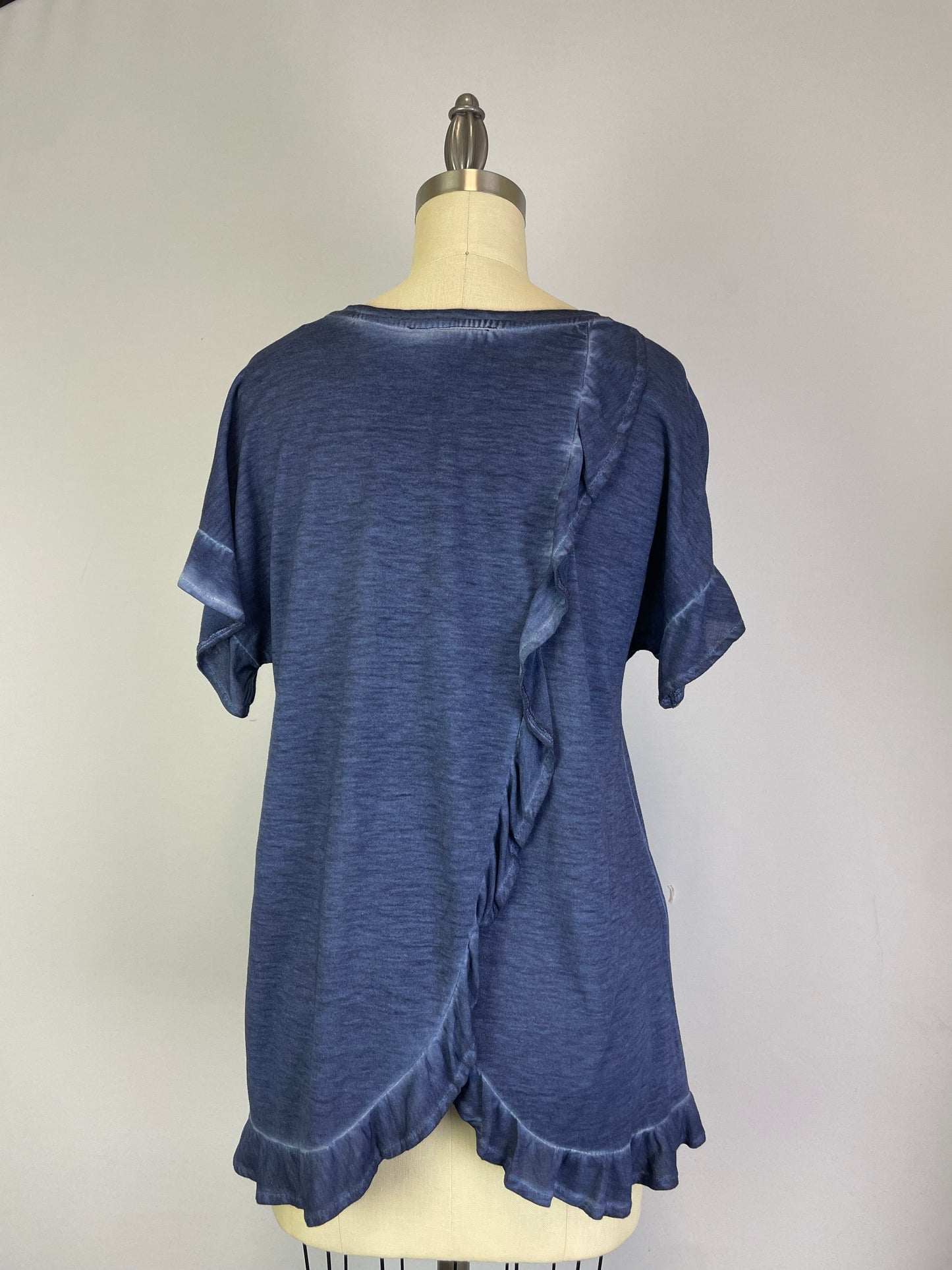 Ruffle Back Swing Top (D190677) New Blue S/S