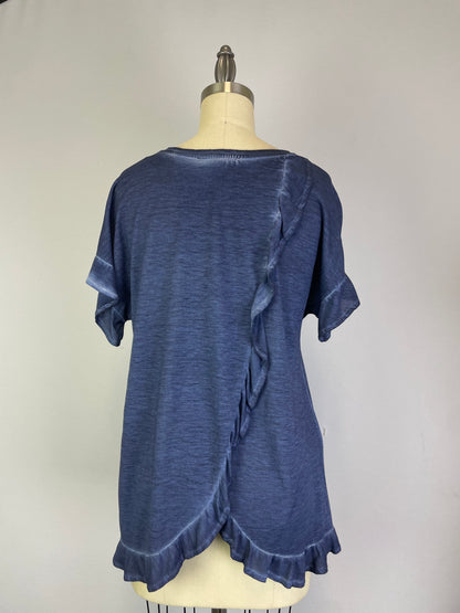 Ruffle Back Swing Top (D190677) New Blue S/S