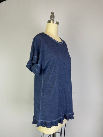 Ruffle Back Swing Top (D190677) New Blue S/S