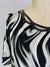 Short Sleeve Knit Printed Top with Neck stitching detail (D27749) Black Swirl