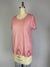 Short Sleeve Oil Dye Embroidered Hem Top (D190242) Cashmere Rose