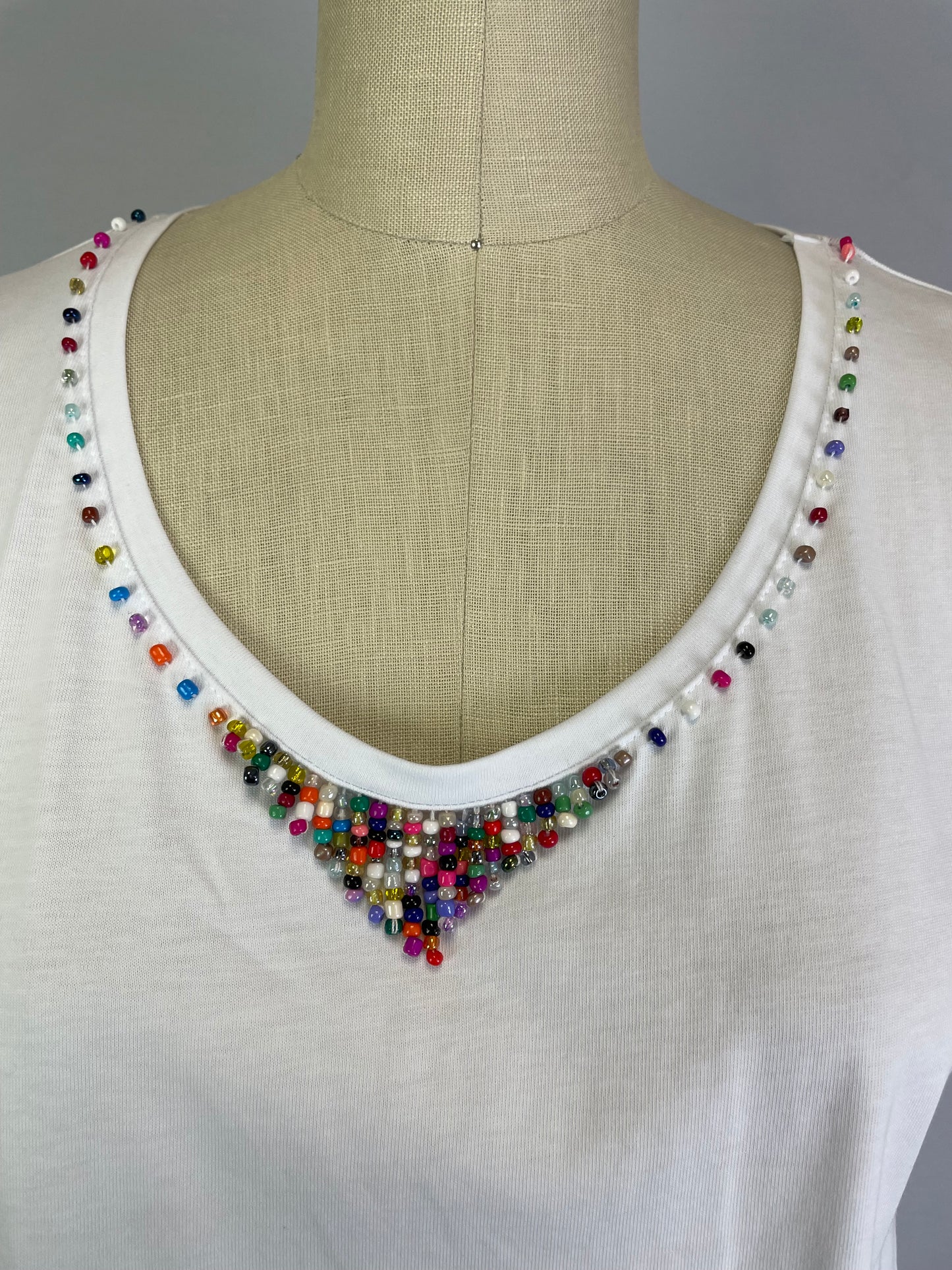 Swing Tee Shirt with Beads (D1953B) White S/S
