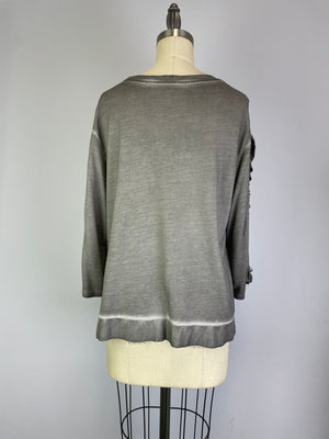 Oil Dye Top with sleeve Ruffle Detail (D1932RR) Pluto