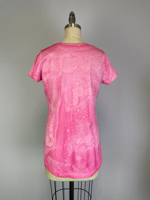 Scoop Neck Short Sleeve Tea Dye Top with Curved Hem (D190738S) Candy