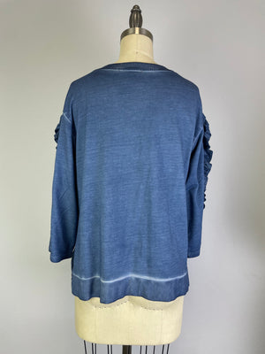 Oil Dye Top with sleeve Ruffle Detail (D1932RR) Fjord