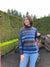 Mock Neck Sweater-like Top - Blue Pink Stripe D24671