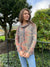 Cowl Neck Drawstring Sweater-like Top - Orange Animal (D24445)