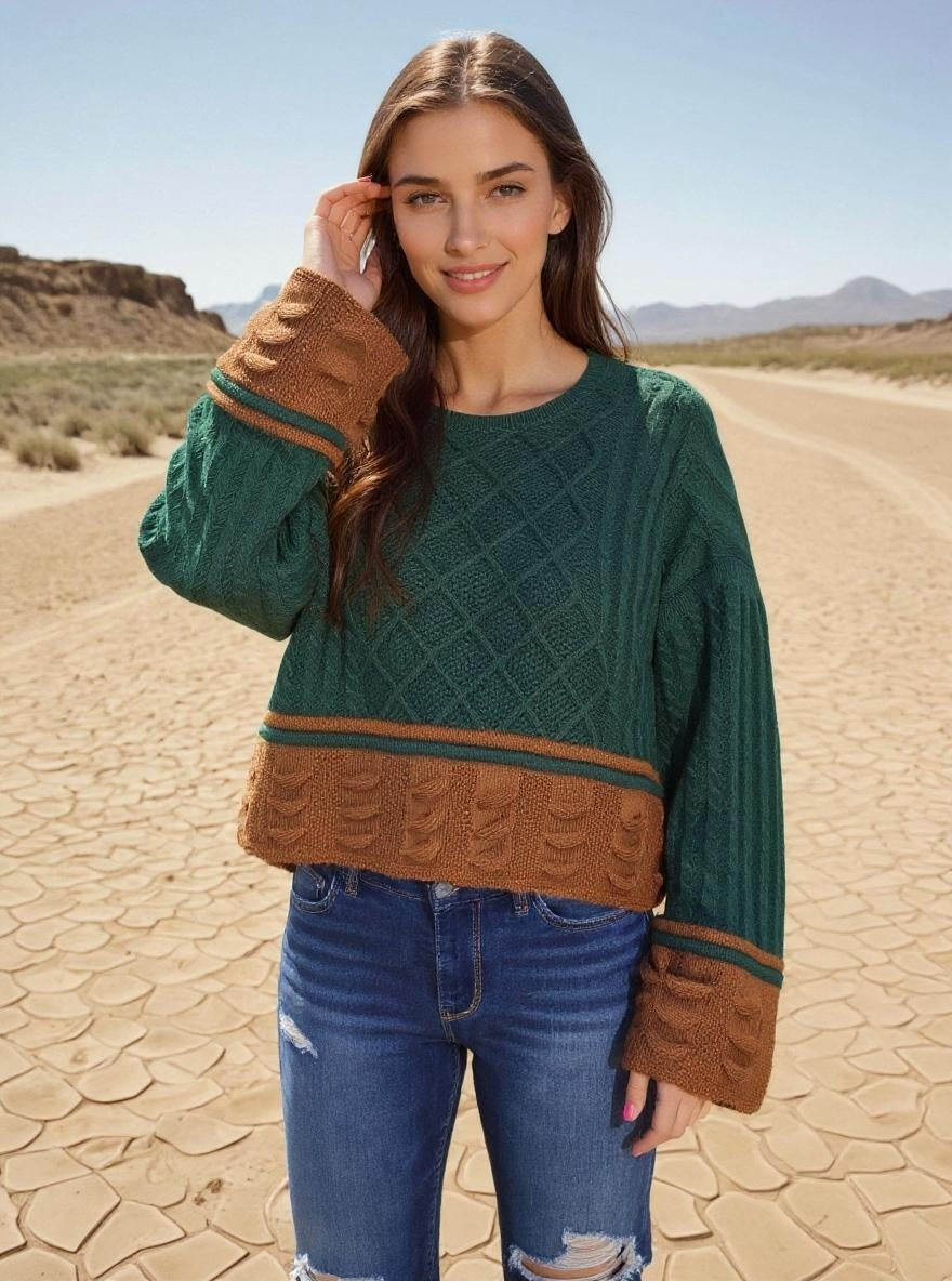 Multi Stitch Oversized Sweater -- Nutshell (D8771)