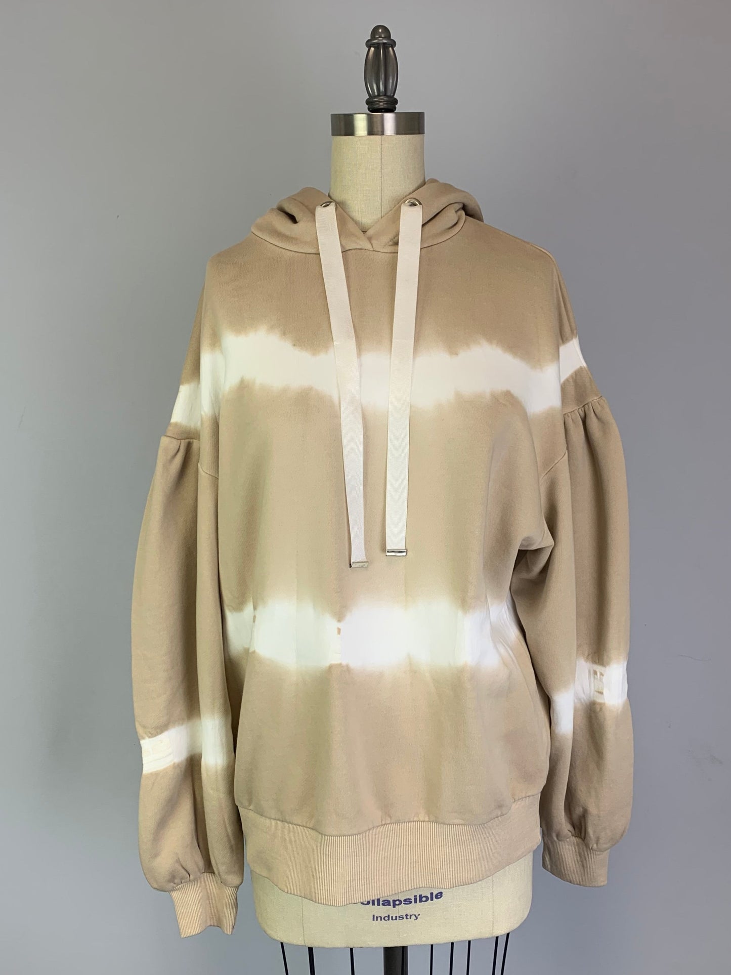 Hooded Cotton Sweatshirt Tie Dye in Wheat (Y65362)