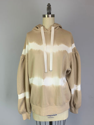 Hooded Cotton Sweatshirt Tie Dye in Wheat (Y65362)