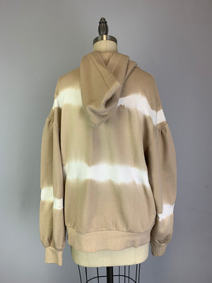 Hooded Cotton Sweatshirt Tie Dye in Wheat (Y65362)