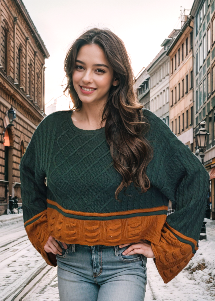 Multi Stitch Oversized Sweater -- Nutshell (D8771)