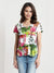 Printed Knit Top -- Pink Floral Design S/S (D28808)