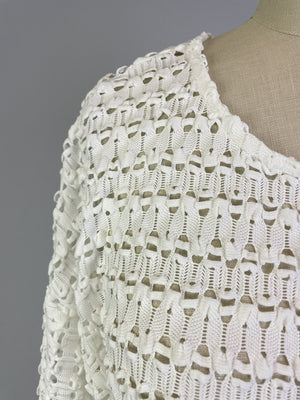 Ribbon Lace Drop Shoulder Top -- Whisper White (D3877)