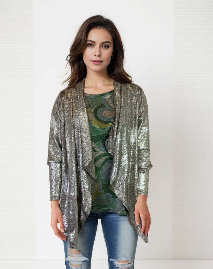 Foil Shine Cardigan - Coffee Silver (D26111)