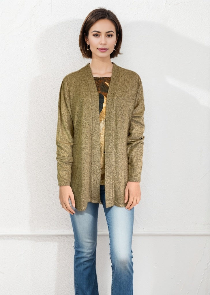 Open Front Sweater-like Cardigan - Taupe