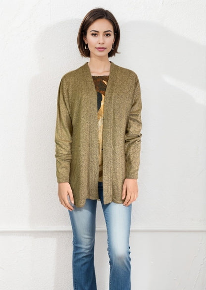 Open Front Sweater-like Cardigan - Taupe