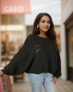 Drop Stitch Oversized Sweater (D9341) Phantom