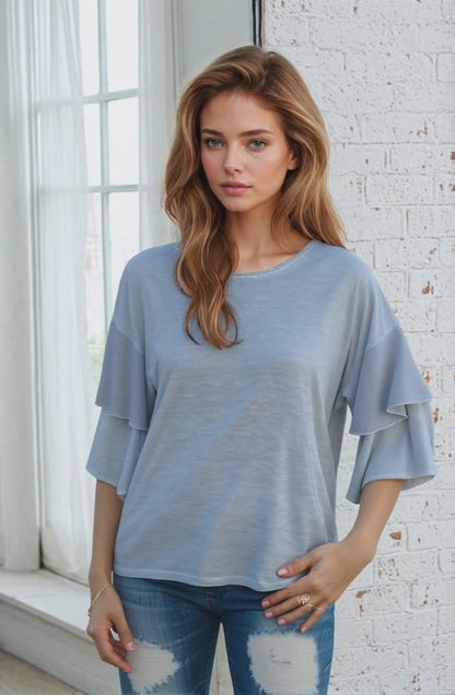 Double Layer Sleeve Oil Dye Top -- Nissi D190764