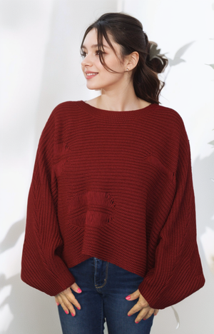Drop Stitch Oversized Sweater (D9341) Cordovan