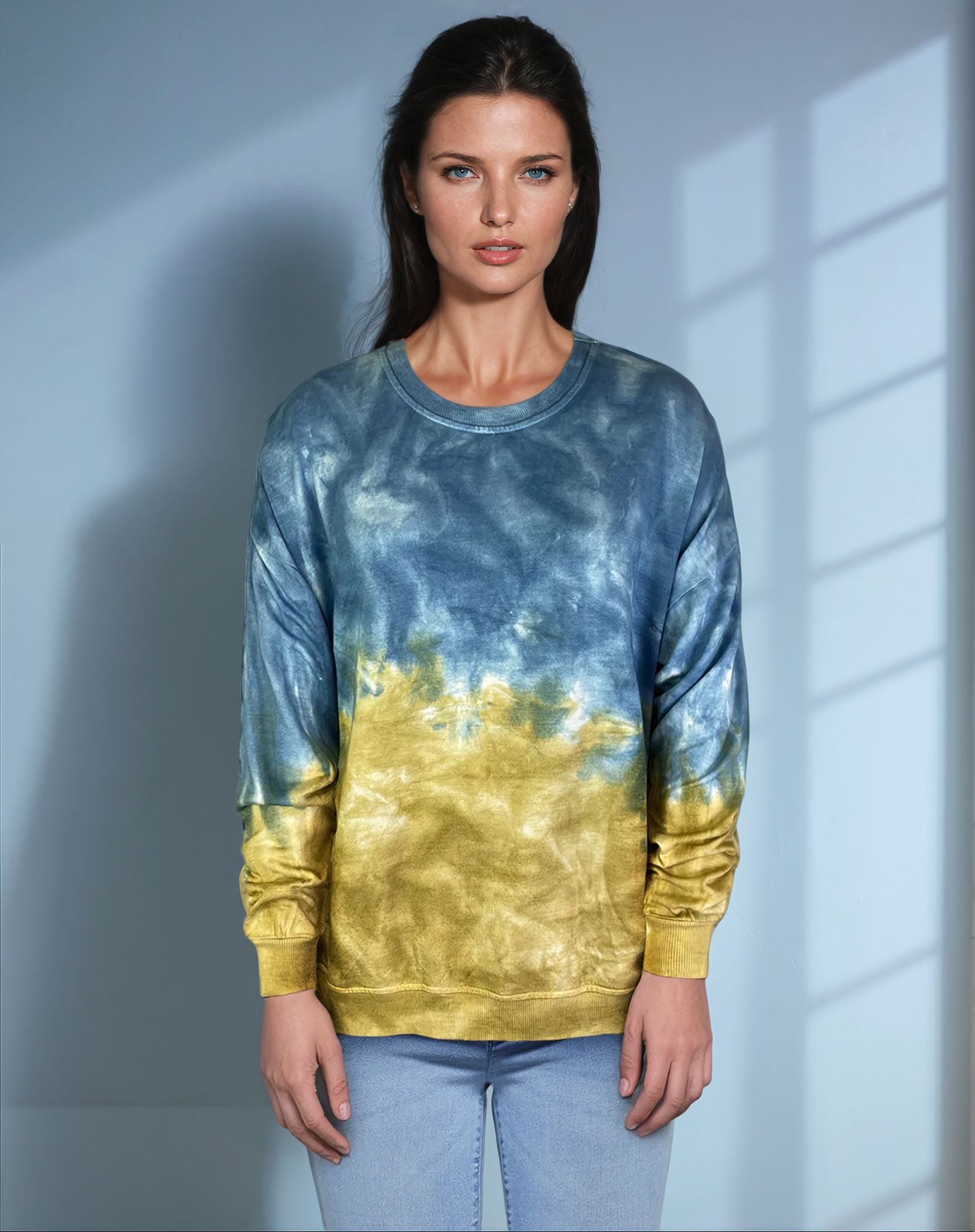 Dip Dye Sweatshirt w/ Side Seam Vents -- Fjord (D190645)