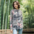 Cowl Neck Drawstring Sweater-like Top - Grey Floral (D24445)