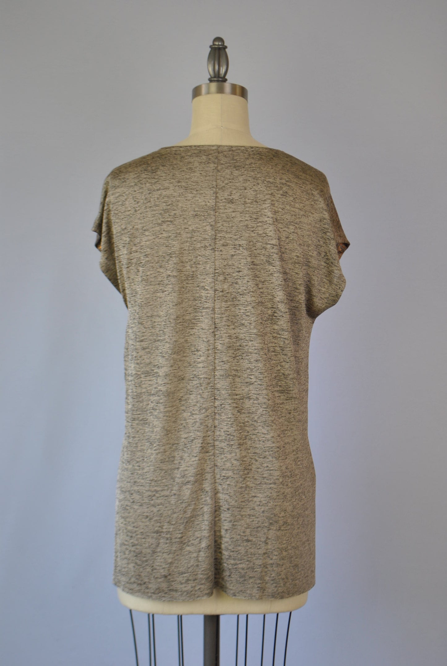 Foil Print Step Hem Top - Coffee Copper S/S (D1556)