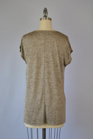 Foil Print Step Hem Top - Coffee Copper S/S (D1556)