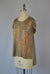 Foil Print Step Hem Top - Coffee Copper S/S (D1556)