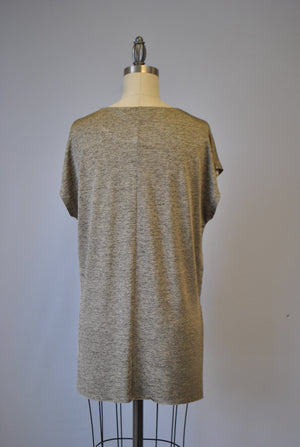 Foil Print Step Hem Top - Coffee Gold S/S (D1556)