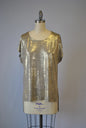 Foil Print Step Hem Top - Coffee Gold S/S (D1556)
