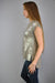 Foil Print Step Hem Top - Coffee Silver S/S (D1556)