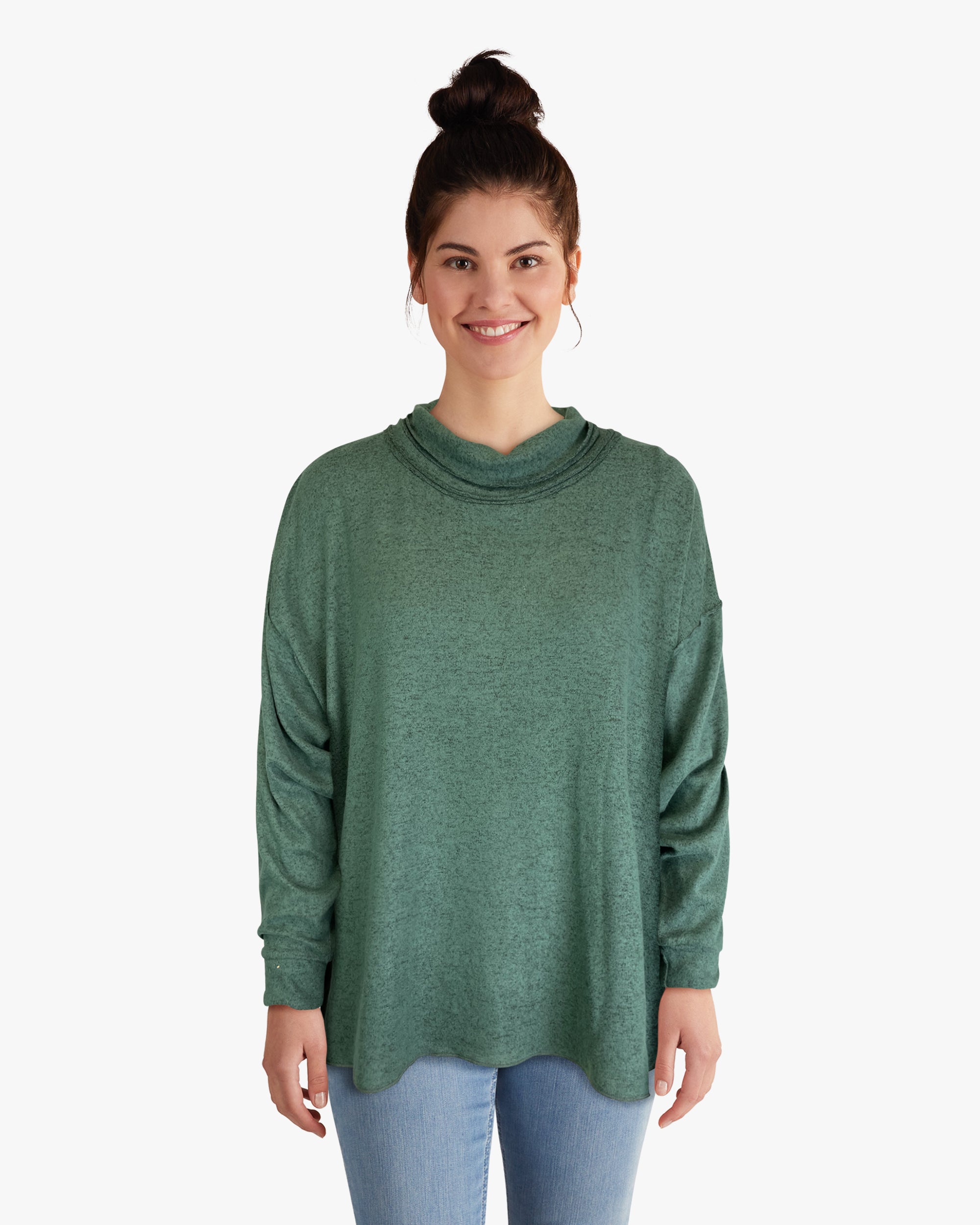 Roll Neck Sweater-like Top - Emerald Green (D190479R)