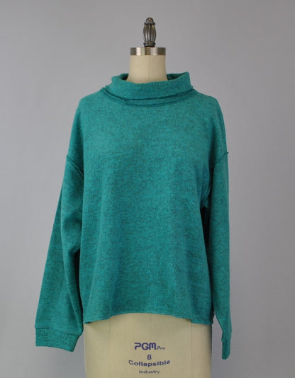 Roll Neck Sweater-like Top - Turquoise (D190479R)