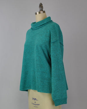 Roll Neck Sweater-like Top - Turquoise (D190479R)