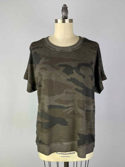 Cutoff Sleeve Camo Top -- S/S (D190525)