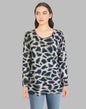 Scoop Neck Sweater-like Top - Giraffe Purple