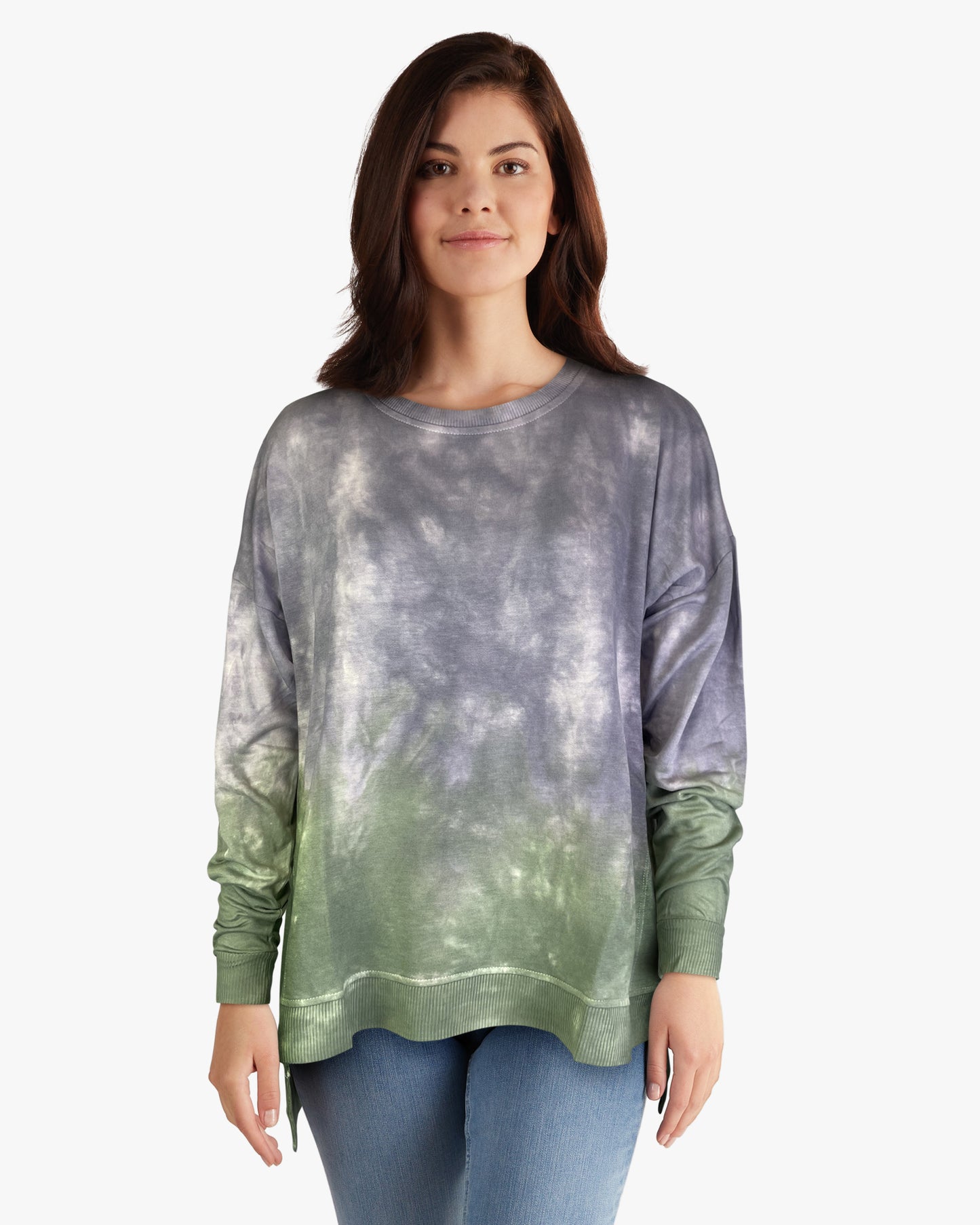 Dip Dye Sweatshirt w/ Side Seam Vents-- Cendre Rosin (D190645)