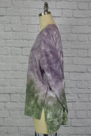 Dip Dye Sweatshirt w/ Side Seam Vents-- Cendre Rosin (D190645)