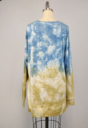 Dip Dye Sweatshirt w/ Side Seam Vents -- Fjord (D190645)