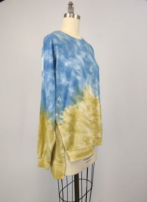 Dip Dye Sweatshirt w/ Side Seam Vents -- Fjord (D190645)