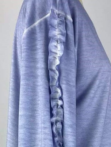 Ruffle Sleeve Oil Dye Top w/ Rib Trim - Capri