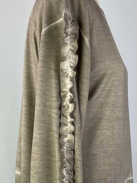 Ruffle Sleeve Oil Dye Top w/ Rib Trim - Satellite