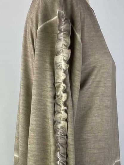 Ruffle Sleeve Oil Dye Top w/ Rib Trim - Satellite