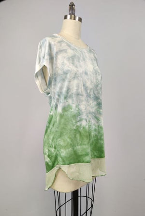 Extended Shoulder Chiffon Trim Tie Dye Top