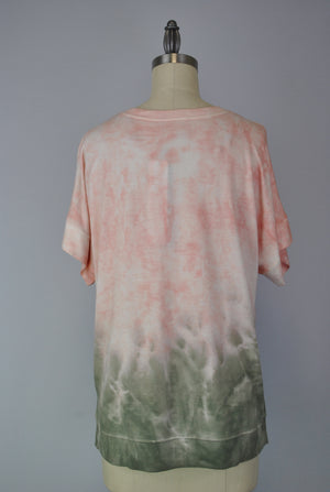 Cutoff Sleeve Tie Dye Top -- Military Olive S/S (D190692)