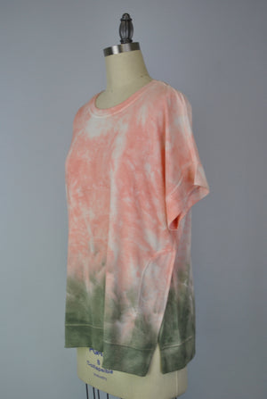 Cutoff Sleeve Tie Dye Top -- Military Olive S/S (D190692)