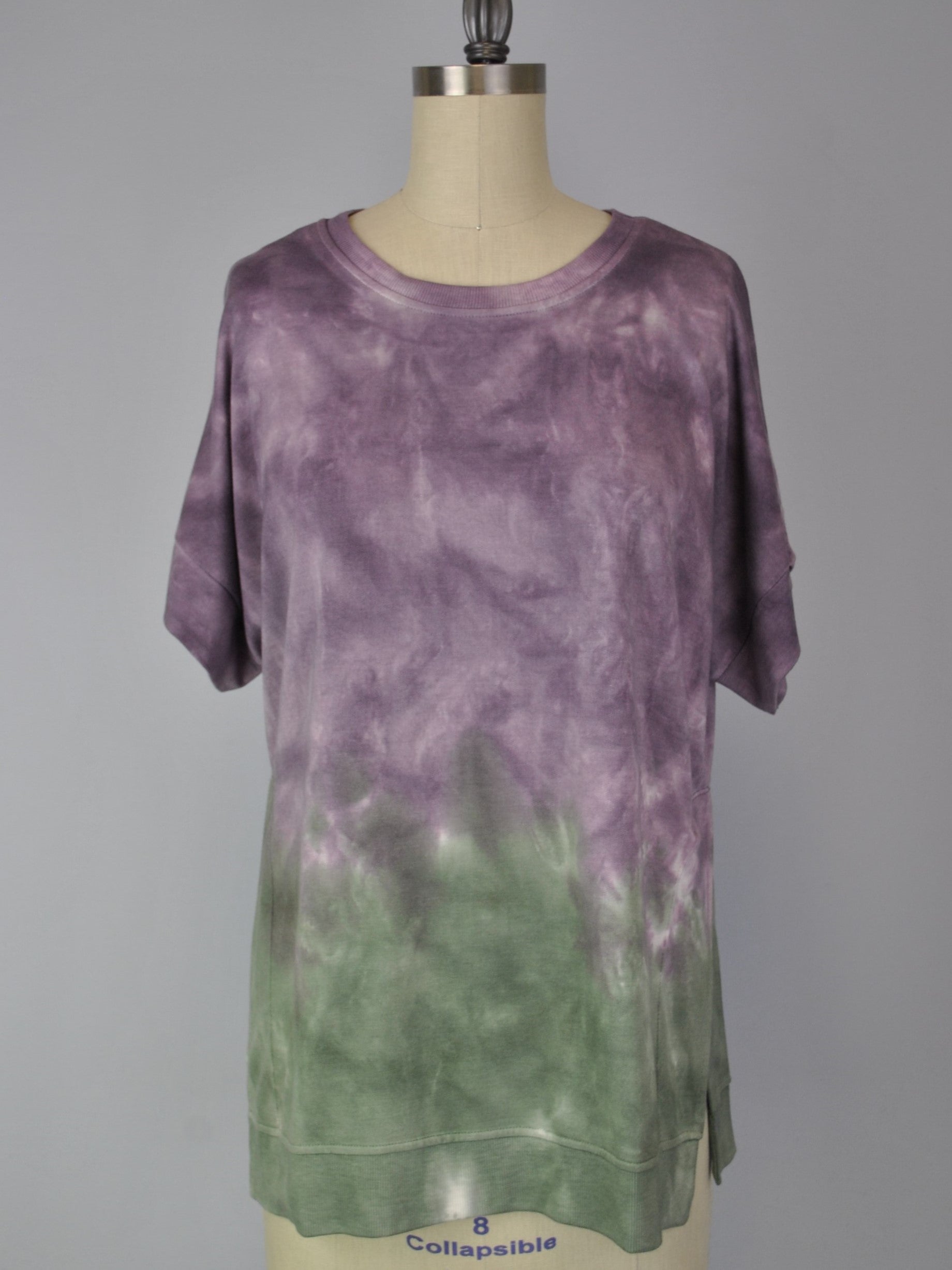 Cutoff Sleeve Tie Dye Top -- Cendre Rosin S/S (D190692)