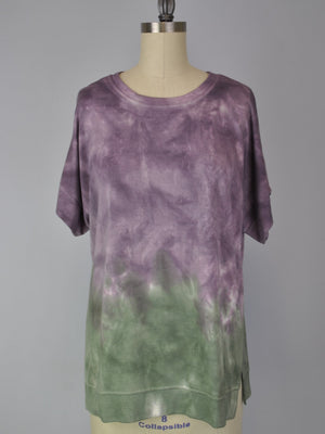 Cutoff Sleeve Tie Dye Top -- Cendre Rosin S/S (D190692)