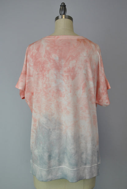 Cutoff Sleeve Tie Dye Top -- Desert Sand Misty Fog S/S (D190692)